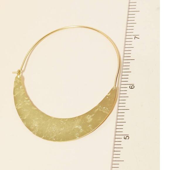 NWOT Hammered gold colored Hoop Earrings. - Picture 3 of 3